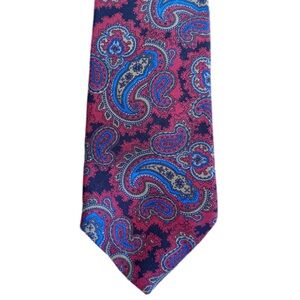 Alan Michaels Paisley Silk Men’s Neck Tie Vintage Hand Block Printed England